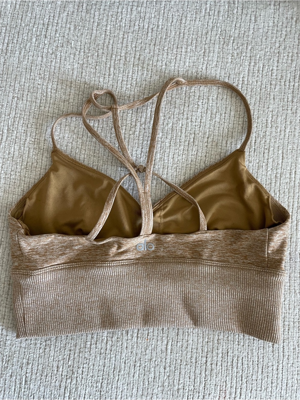 ALO Yoga Strappy Sports Bra in Tan and Camel